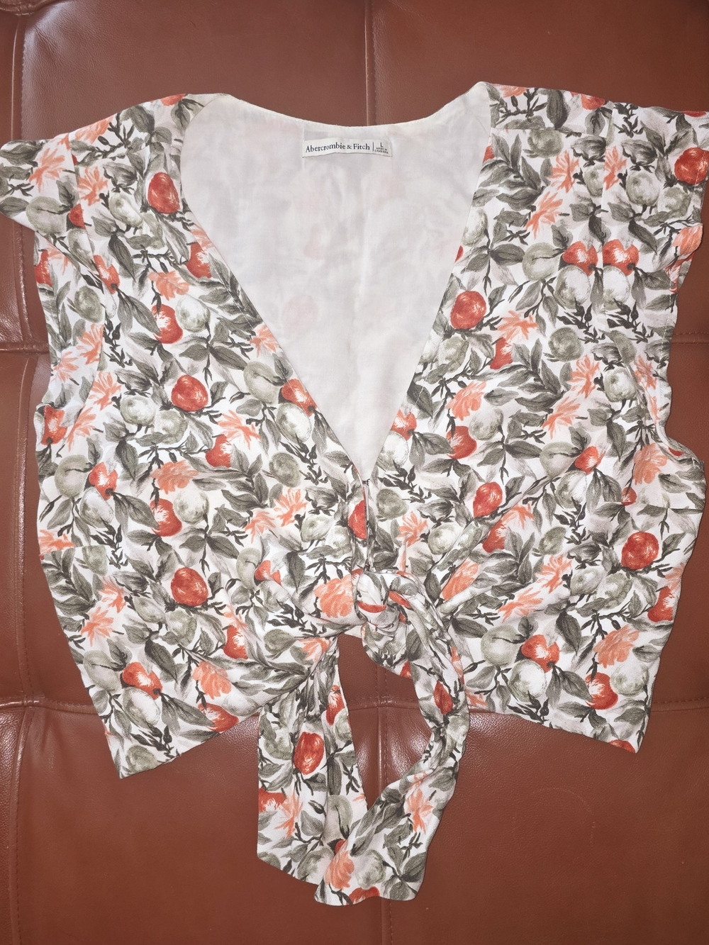 Abercrombie & Fitch Orange Fruit Tie-Front Top